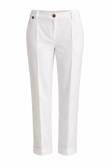 Rebeka Ross · Pantalone donna cropped misto lino bianco