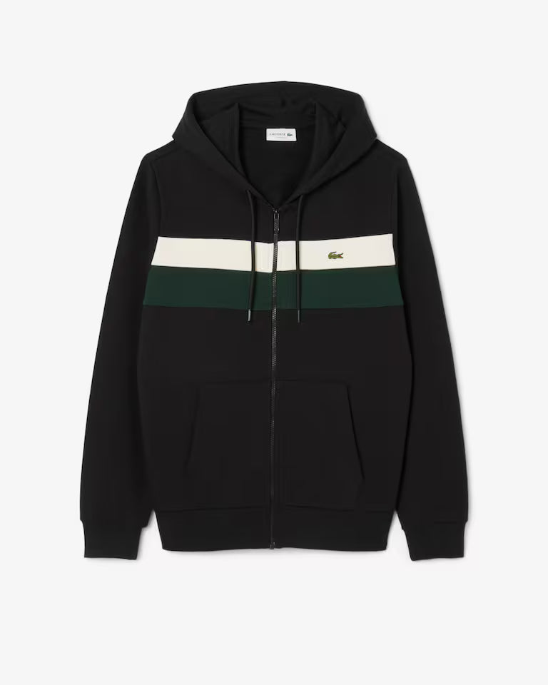 Lacoste · Felpa uomo hoodie zip color block nera