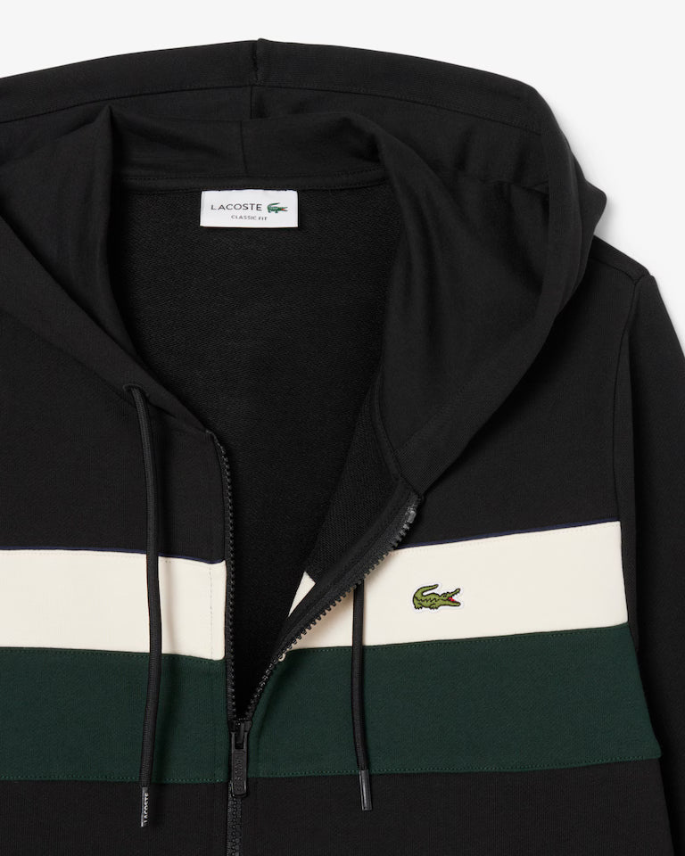 Lacoste · Felpa uomo hoodie zip color block nera