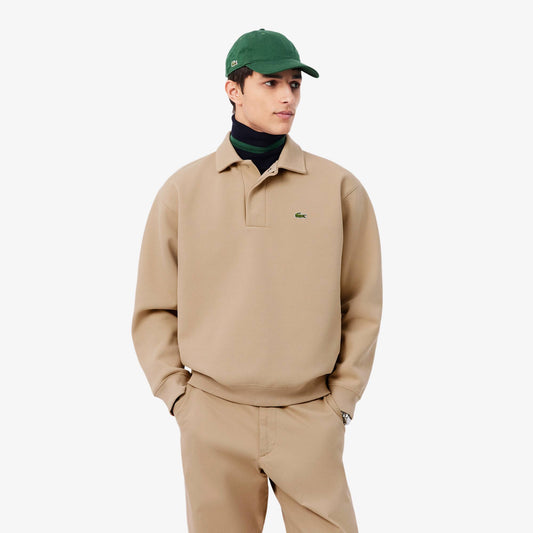 Lacoste felpa colletto polo SH9450 Beige 02S - indossata