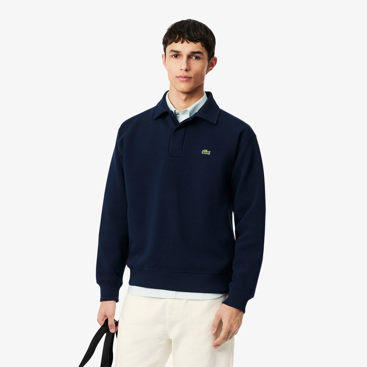 Lacoste felpa colletto polo SH9450 Blu navy 166 - indossata