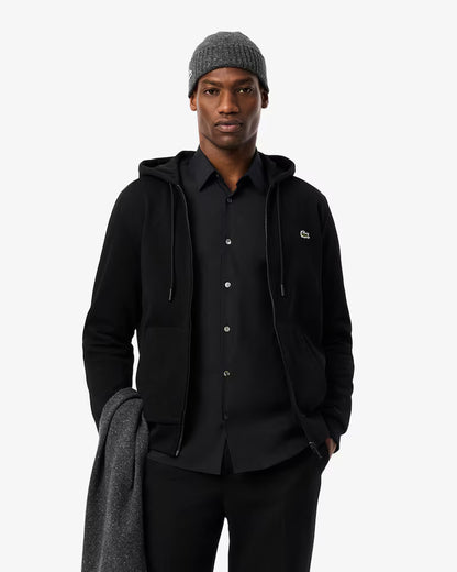 LACOSTE Felpa Uomo con cappuccio e zip in pile di cotone felpato