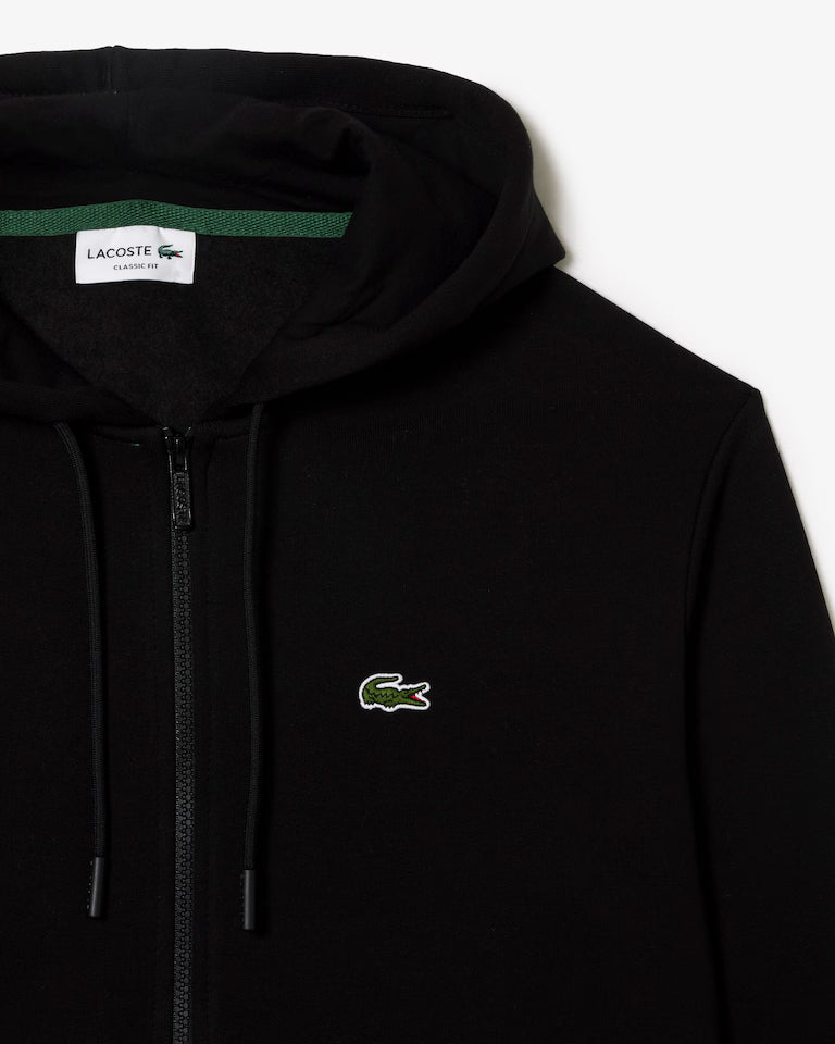 LACOSTE Felpa Uomo con cappuccio e zip in pile di cotone felpato
