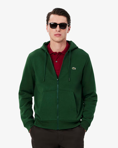 LACOSTE Felpa Uomo con cappuccio e zip in pile di cotone felpato
