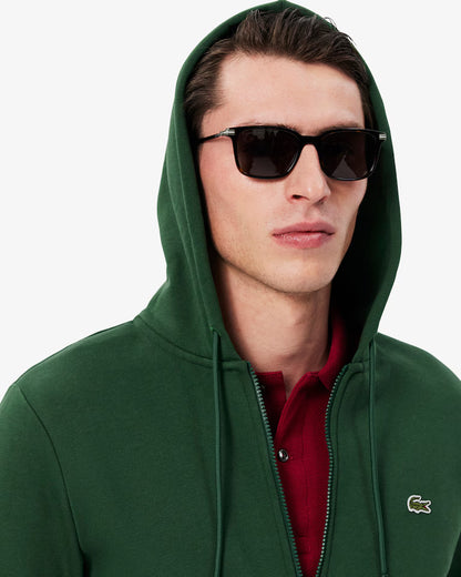 LACOSTE Felpa Uomo con cappuccio e zip in pile di cotone felpato