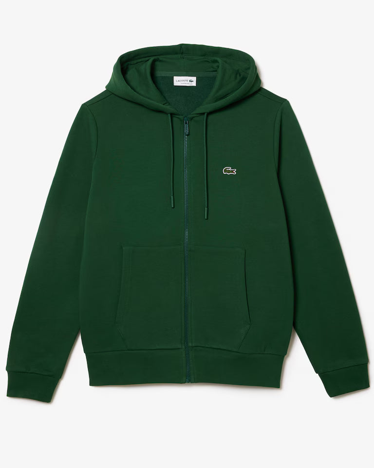 LACOSTE Felpa Uomo con cappuccio e zip in pile di cotone felpato