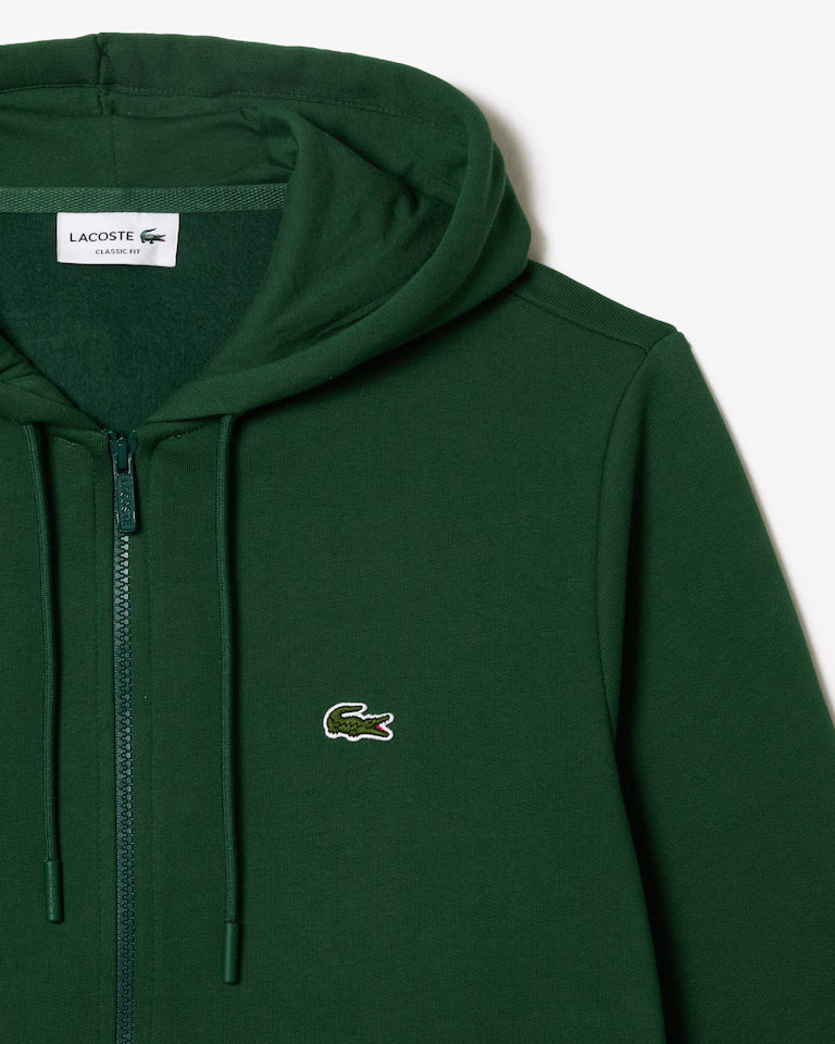 LACOSTE Felpa Uomo con cappuccio e zip in pile di cotone felpato