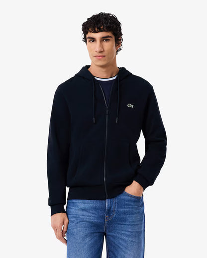 LACOSTE Felpa Uomo con cappuccio e zip in pile di cotone felpato
