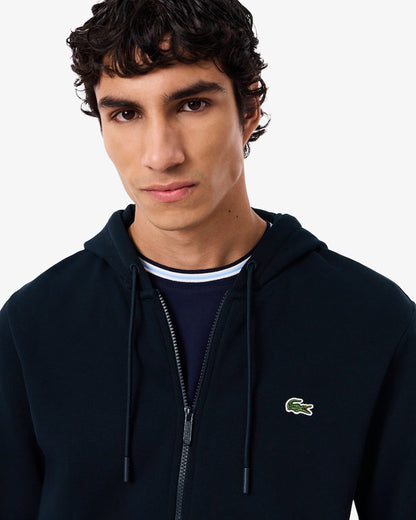LACOSTE Felpa Uomo con cappuccio e zip in pile di cotone felpato