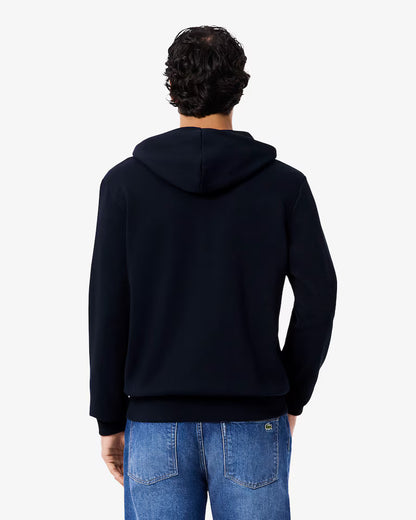 LACOSTE Felpa Uomo con cappuccio e zip in pile di cotone felpato