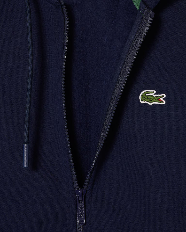 LACOSTE Felpa Uomo con cappuccio e zip in pile di cotone felpato