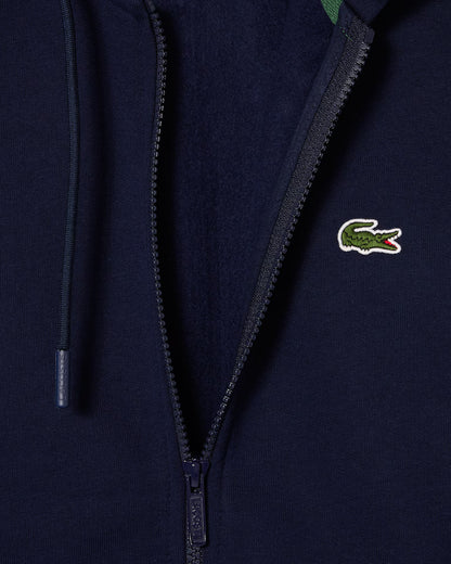 LACOSTE Felpa Uomo con cappuccio e zip in pile di cotone felpato
