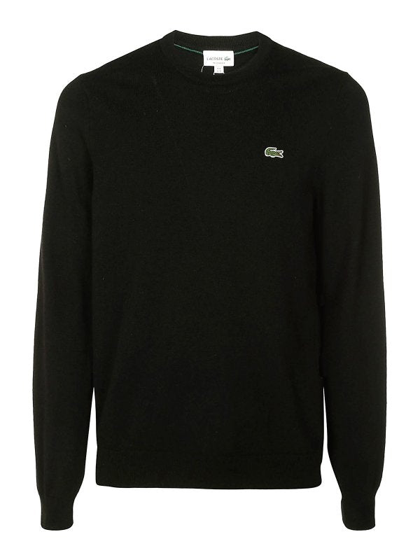Lacoste Maglione Uomo girocollo in Lana e Poliamide Nero