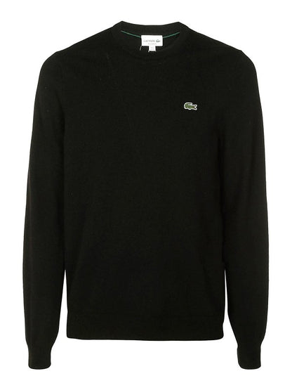 Lacoste Maglione Uomo girocollo in Lana e Poliamide Nero