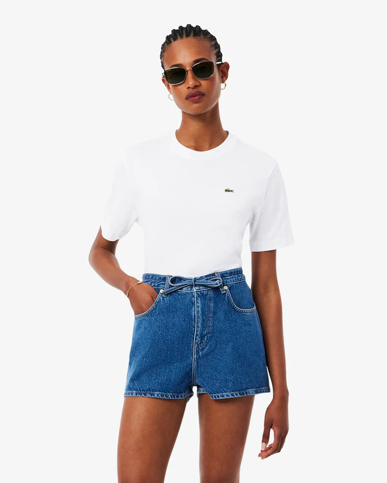 Lacoste T-Shirt Donna Manica Corta in Cotone Pima Bianca