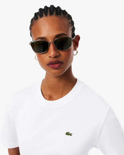 Lacoste T-Shirt Donna Manica Corta in Cotone Pima Bianca