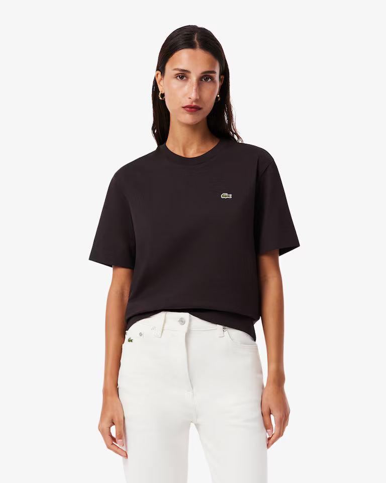 Lacoste T-Shirt Donna Manica Corta in Cotone Pima Marrone