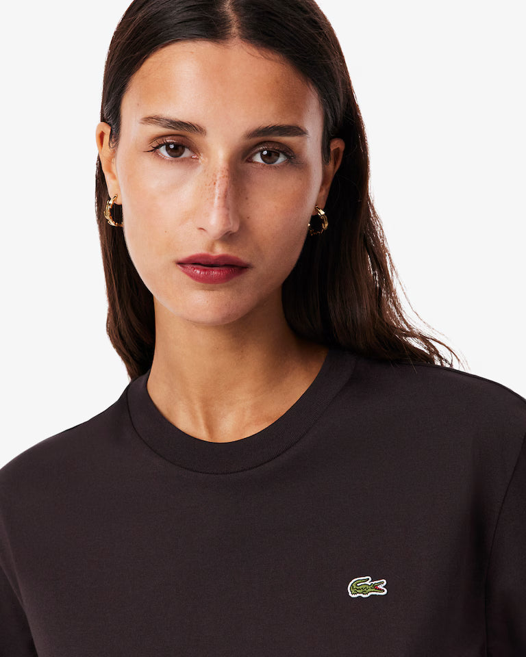 Lacoste T-Shirt Donna Manica Corta in Cotone Pima Marrone