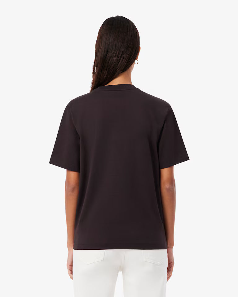 Lacoste T-Shirt Donna Manica Corta in Cotone Pima Marrone