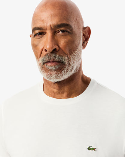 LACOSTE T-Shirt Uomo Manica Corta Scollo V Lacoste Cotone Pima Bianco