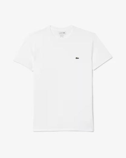 LACOSTE T-Shirt Uomo Manica Corta Scollo V Lacoste Cotone Pima Bianco