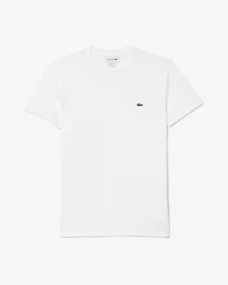 LACOSTE T-Shirt Uomo Manica Corta Cotone PIMA Bianca