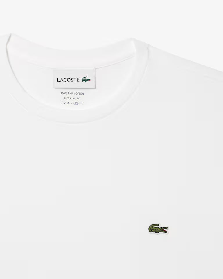 LACOSTE T-Shirt Uomo Manica Corta Scollo V Lacoste Cotone Pima Bianco