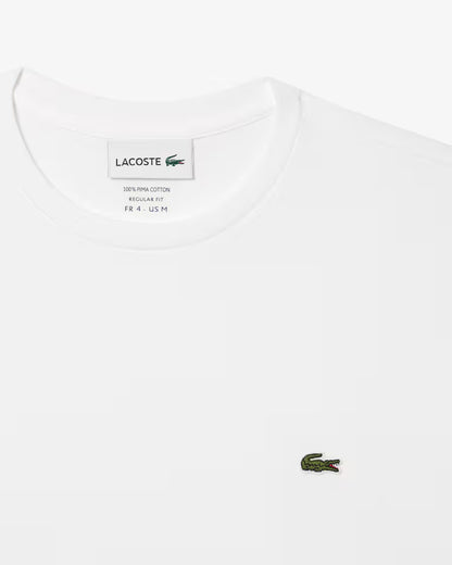 LACOSTE T-Shirt Uomo Manica Corta Cotone PIMA Bianca