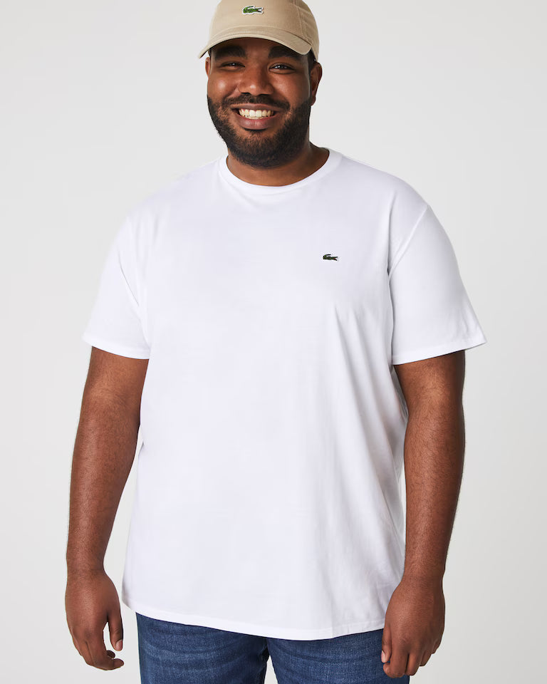 LACOSTE T-Shirt Uomo Manica Corta Scollo V Lacoste Cotone Pima Bianco
