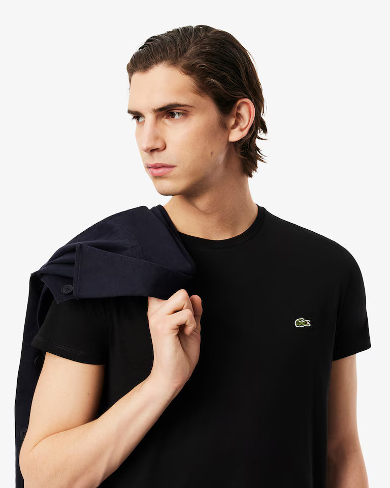LACOSTE T-Shirt Uomo Manica Corta Cotone PIMA Nera