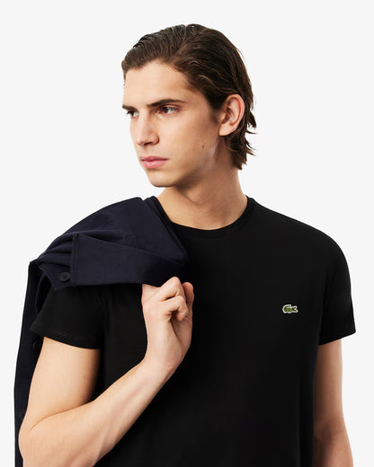 LACOSTE T-Shirt Uomo Manica Corta Cotone PIMA Nera