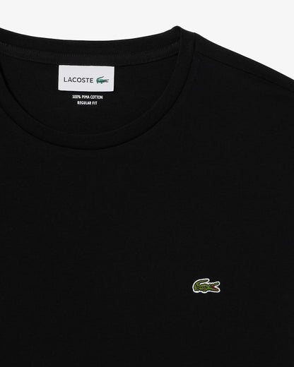 LACOSTE T-Shirt Uomo Manica Corta Cotone PIMA Nera