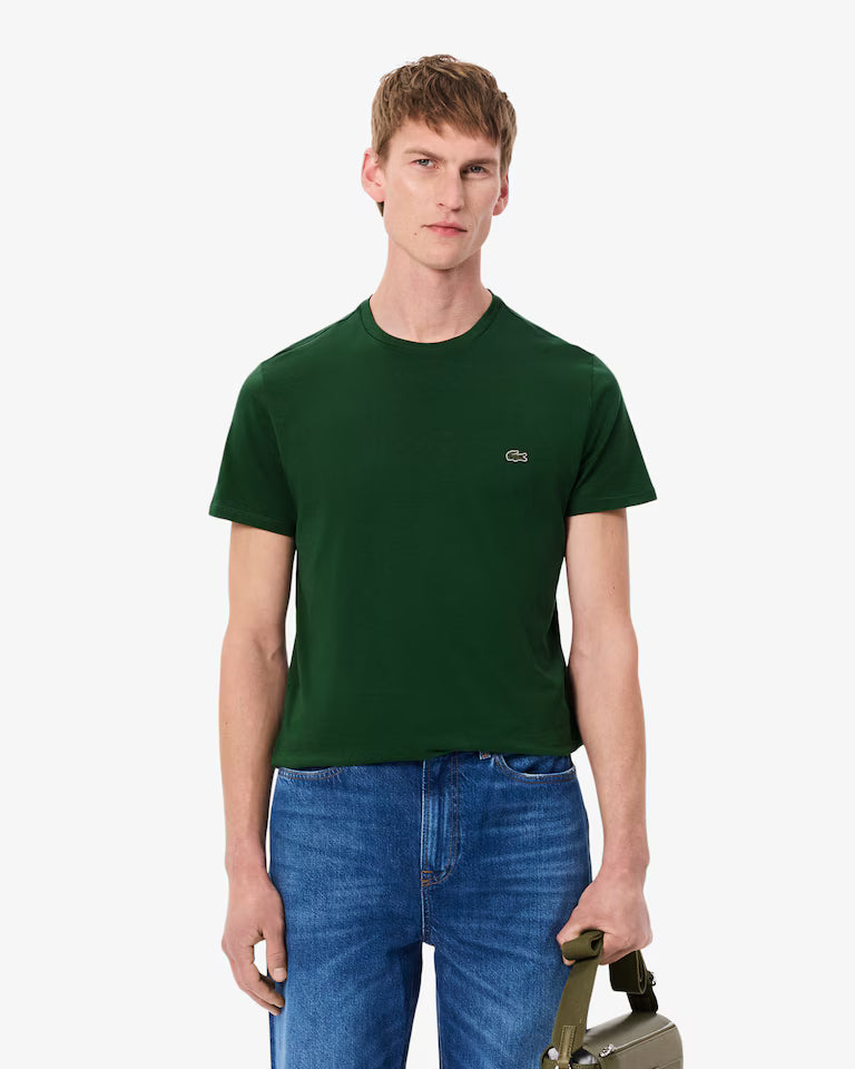LACOSTE T-Shirt Uomo Manica Corta Cotone PIMA Verde