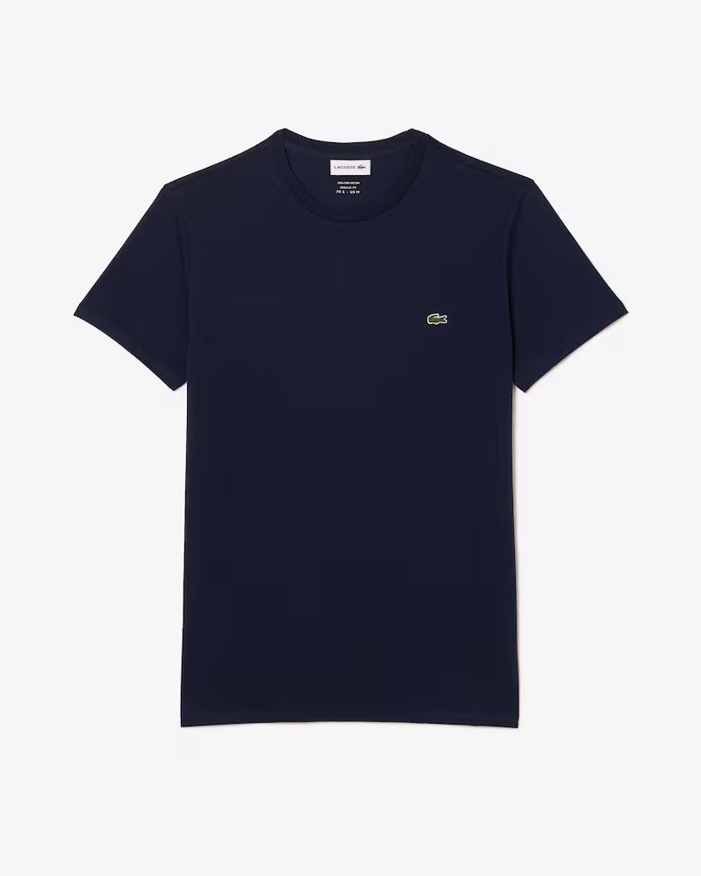LACOSTE T-Shirt Uomo Manica Corta Scollo V Lacoste Cotone Pima Blu