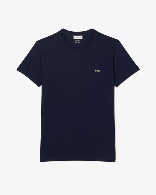 LACOSTE T-Shirt Uomo Manica Corta Scollo V Lacoste Cotone Pima Blu
