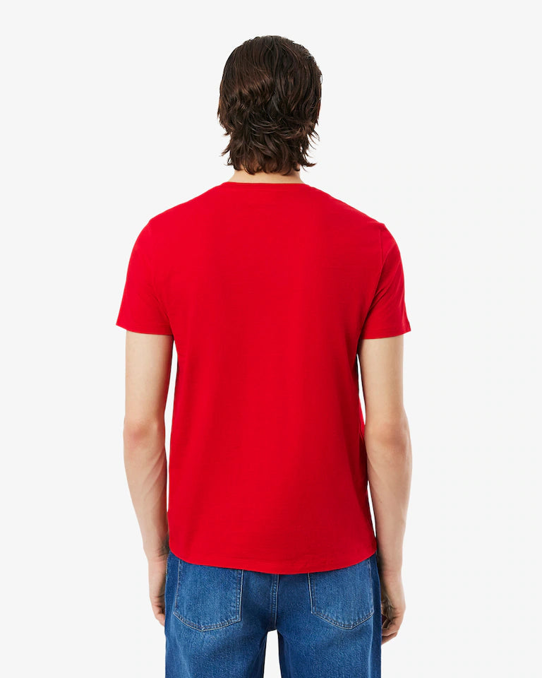 LACOSTE T-Shirt Uomo Manica Corta Cotone PIMA Rossa