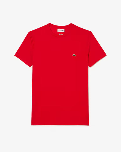 LACOSTE T-Shirt Uomo Manica Corta Cotone PIMA Rossa