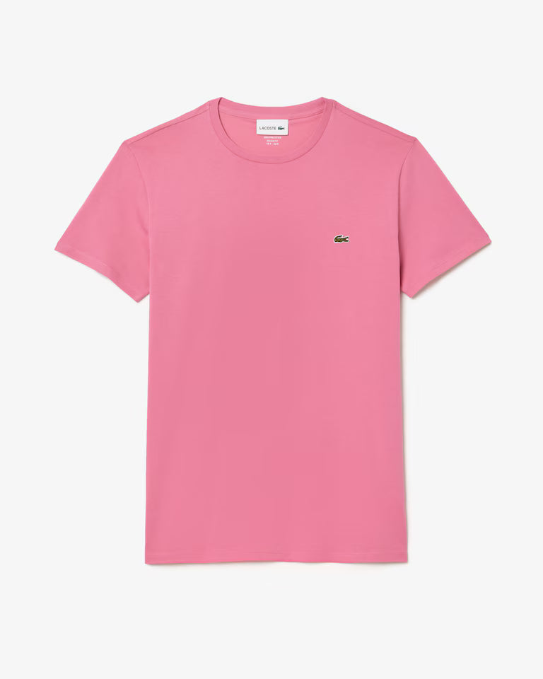 LACOSTE T-Shirt Uomo Manica Corta Cotone PIMA Rosa