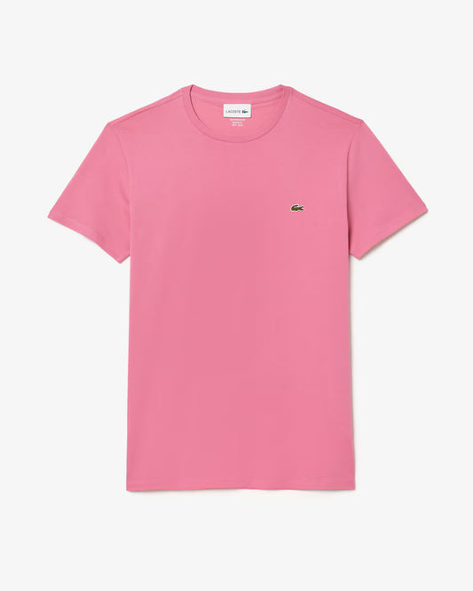LACOSTE T-Shirt Uomo Manica Corta Cotone PIMA Rosa