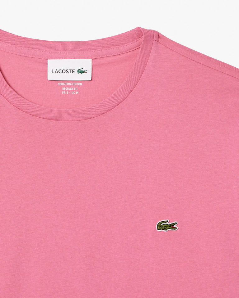 LACOSTE T-Shirt Uomo Manica Corta Cotone PIMA Rosa