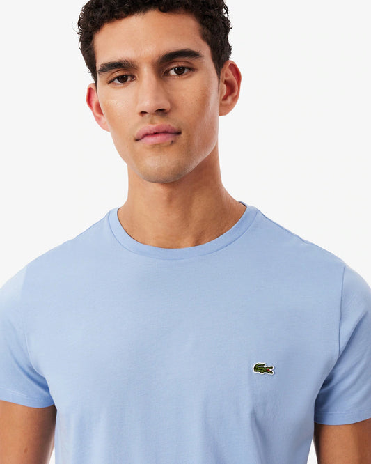 Lacoste T-Shirt Uomo Manica Corta in Cotone Pima Celeste