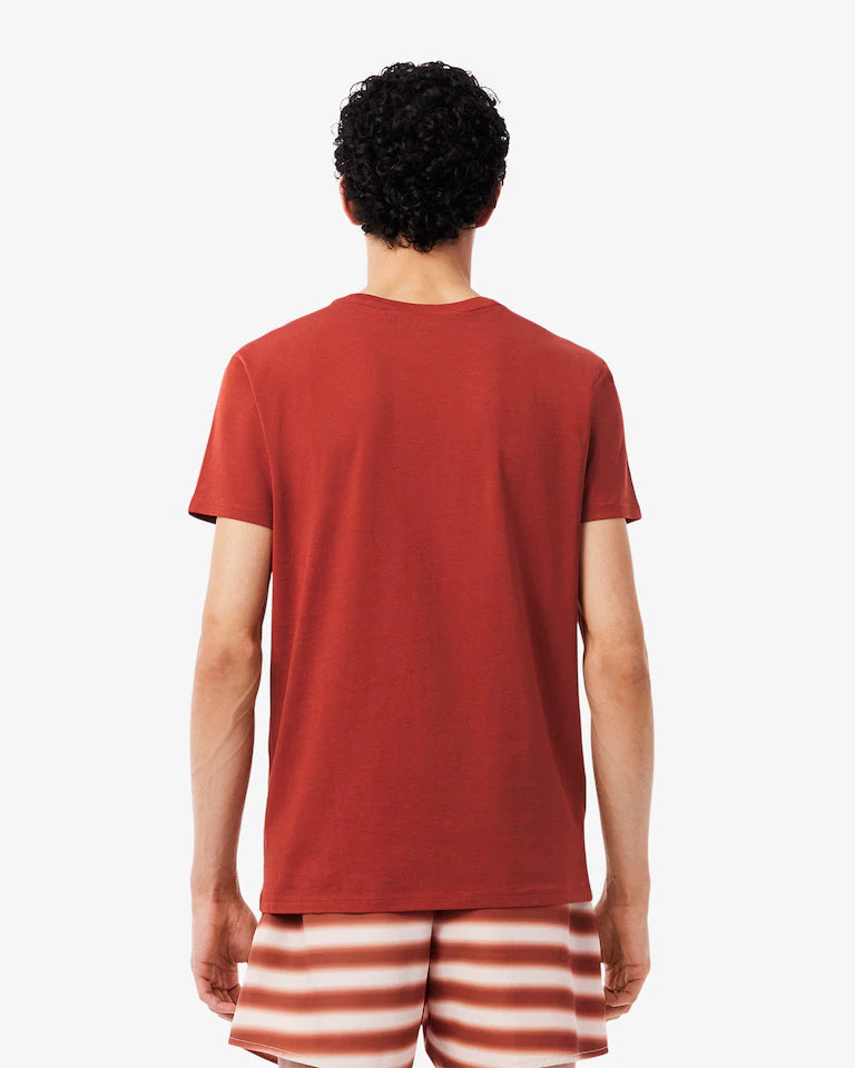 LACOSTE T-Shirt Uomo Manica Corta Cotone PIMA Marrone