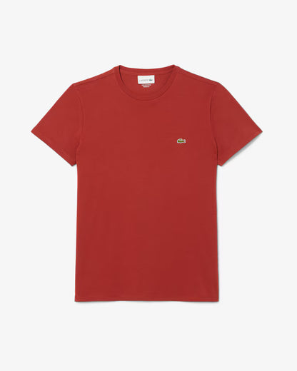LACOSTE T-Shirt Uomo Manica Corta Cotone PIMA Marrone