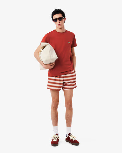 LACOSTE T-Shirt Uomo Manica Corta Cotone PIMA Marrone