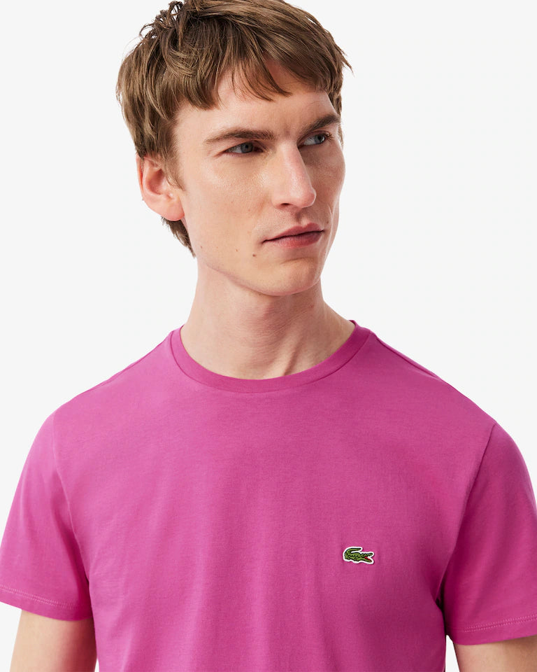 LACOSTE T-Shirt Uomo Manica Corta Cotone PIMA Rosa