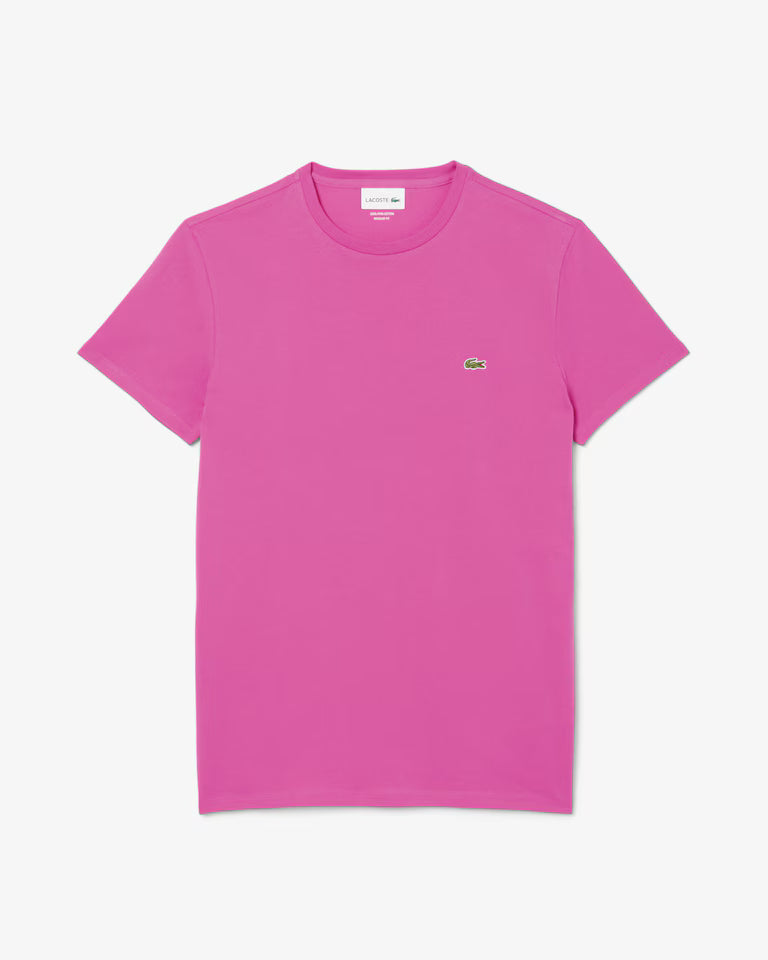 LACOSTE T-Shirt Uomo Manica Corta Cotone PIMA Rosa