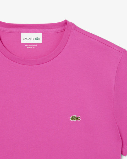 LACOSTE T-Shirt Uomo Manica Corta Cotone PIMA Rosa