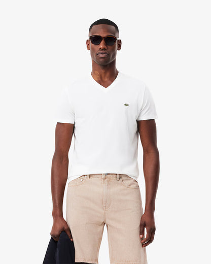 Lacoste · T-shirt uomo scollo V cotone pima bianco