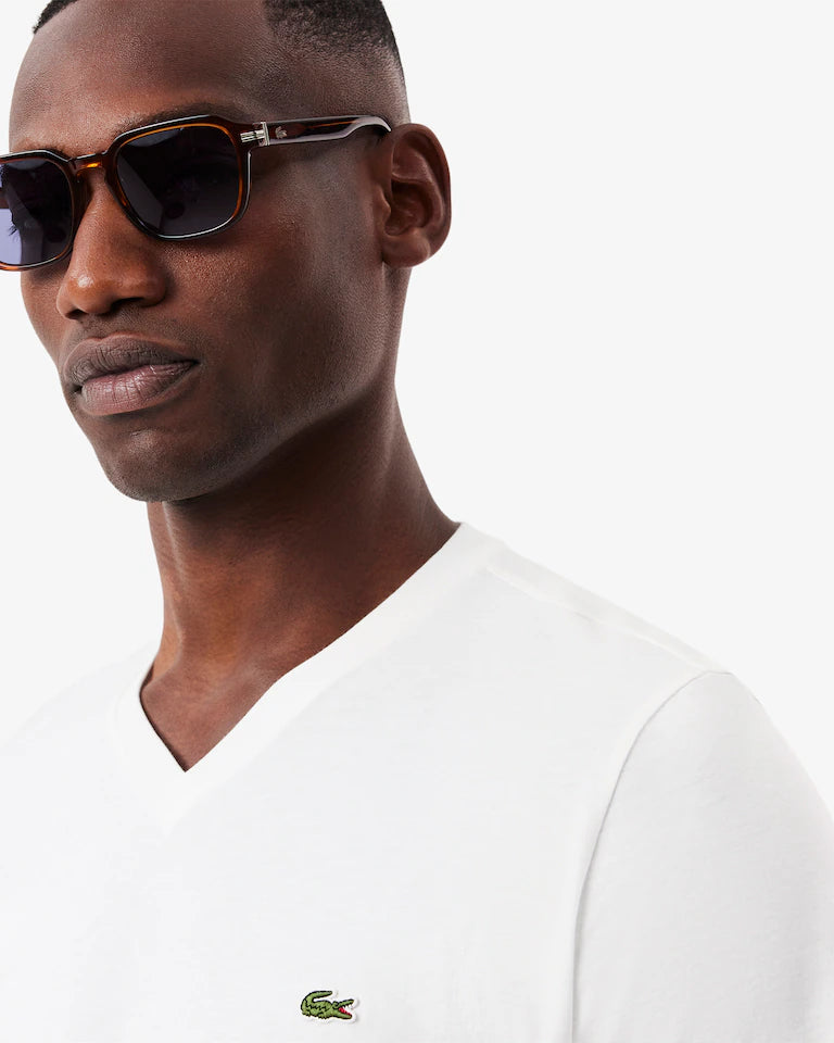 Lacoste · T-shirt uomo scollo V cotone pima bianco