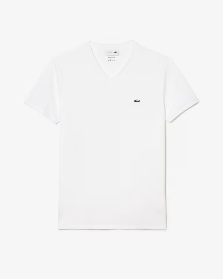 Lacoste · T-shirt uomo scollo V cotone pima bianco